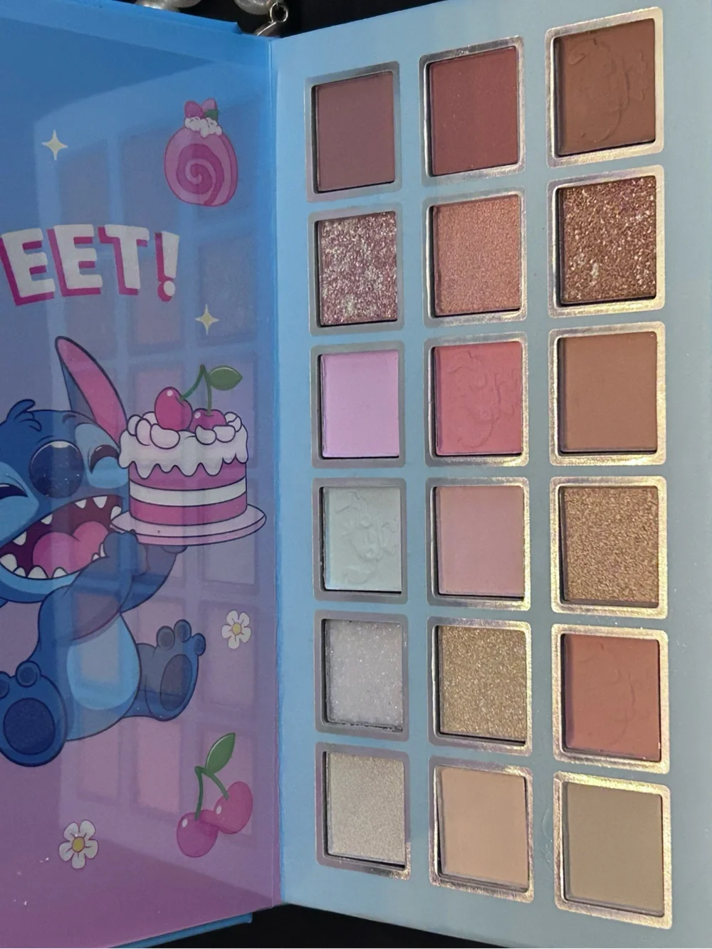 Disney Stitch Sweet Treats Cosmetic Palette With Pearl Handle Blue Pink NEW